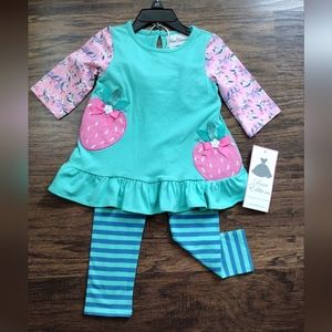 Rare Editions Strawberry 🍓 2 Piece Girl's Outfit Size 2T NWT